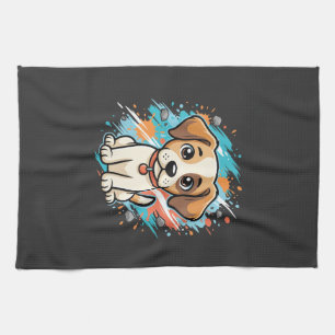Süßer Hund Farb-Spritzer Vektor Kunst_1 Geschirrtuch