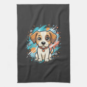 Süßer Hund Farb-Spritzer Vektor Kunst_1 Geschirrtuch (Vertikal)