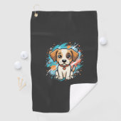 Süßer Hund Farb-Spritzer Vektor Kunst_1 Golfhandtuch (Insitu)