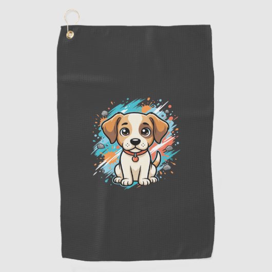 Süßer Hund Farb-Spritzer Vektor Kunst_1 Golfhandtuch (Vorderseite)