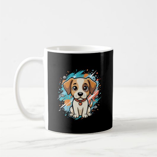 Süßer Hund Farb-Spritzer Vektor Kunst_1 Kaffeetasse (Links)