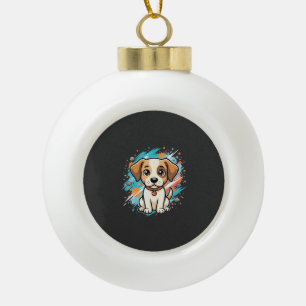 Süßer Hund Farb-Spritzer Vektor Kunst_1 Keramik Kugel-Ornament