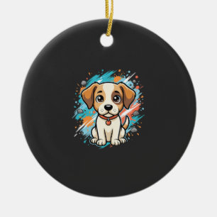 Süßer Hund Farb-Spritzer Vektor Kunst_1 Keramik Ornament