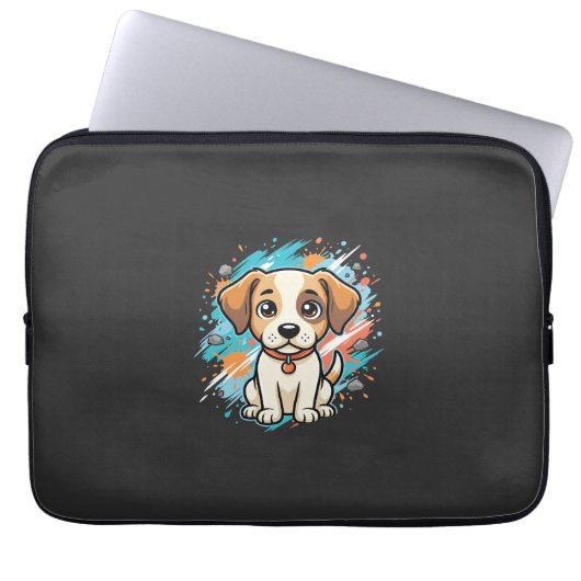 Süßer Hund Farb-Spritzer Vektor Kunst_1 Laptopschutzhülle (Vorderseite)
