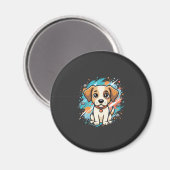 Süßer Hund Farb-Spritzer Vektor Kunst_1 Magnet (Vorderseite/Rückseite)