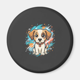 Süßer Hund Farb-Spritzer Vektor Kunst_1 Magnet