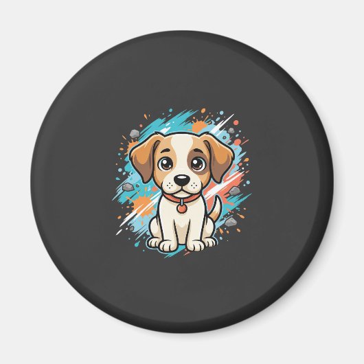 Süßer Hund Farb-Spritzer Vektor Kunst_1 Magnet (Vorne)