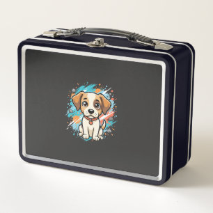 Süßer Hund Farb-Spritzer Vektor Kunst_1 Metall Brotdose