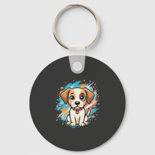 Süßer Hund Farb-Spritzer Vektor Kunst_1 Schlüsselanhänger