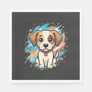 Süßer Hund Farb-Spritzer Vektor Kunst_1 Serviette