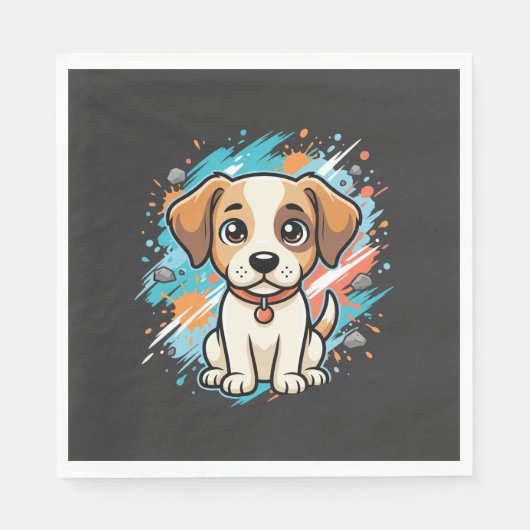 Süßer Hund Farb-Spritzer Vektor Kunst_1 Serviette (Vorderseite)