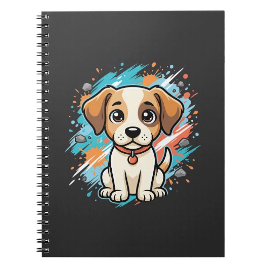 Süßer Hund Farbe Spritzer Vektor Kunst_1 Notizblock (Vorderseite)