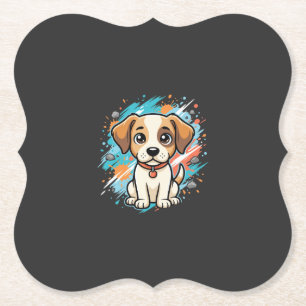 Süßer Hund Farbe Spritzer Vektor Kunst_1 Untersetzer