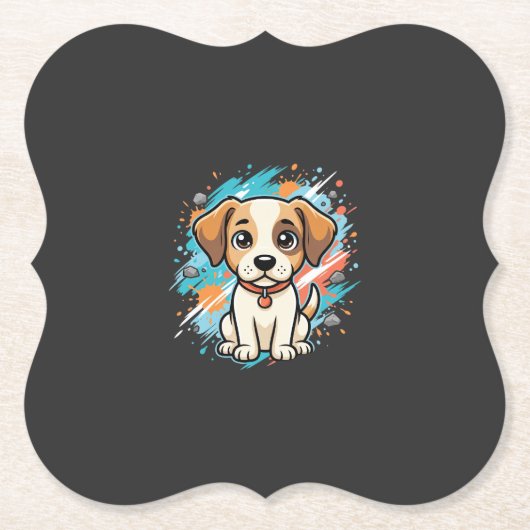 Süßer Hund Farbe Spritzer Vektor Kunst_1 Untersetzer (Vorderseite)