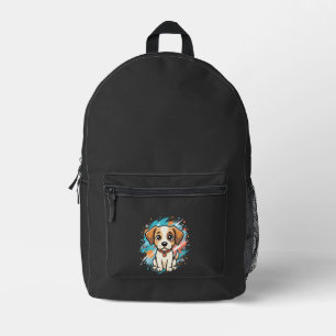 Süßer Hund Farbklecks Vektor Kunst_1 Bedruckter Rucksack