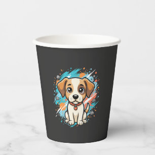 Süßer Hund Farbklecks Vektor Kunst_1 Pappbecher