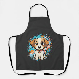 Süßer Hund Farbklecks Vektor Kunst_1 Schürze
