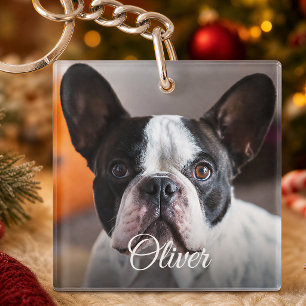 Süßer Hund Foto Skript Name Tierliebhaber Schlüsselanhänger