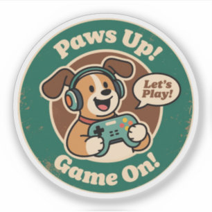 Süßer Hund Gamer "Paws hoch! Game On!" Design Aufkleber