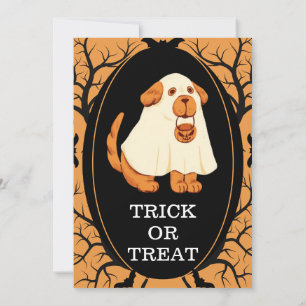 Süßer Hund Geist Kinder Halloween-Party Schwarz Or Einladung