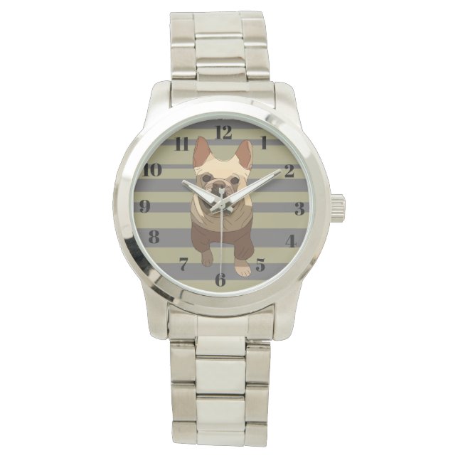 Süßer Hund, gestreift Armbanduhr (Vorderseite)