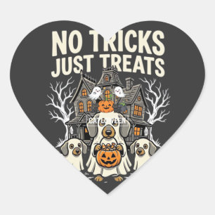 Süßer Hund Halloween Keine Tricks, nur Leckerlis_1 Herz-Aufkleber