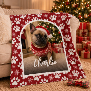 Süßer Hund Haustier Foto Weihnachten Fleecedecke