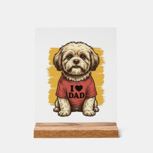 Süßer Hund, ich liebe Papa Vintage Gravur Vektor D Acrylschild
