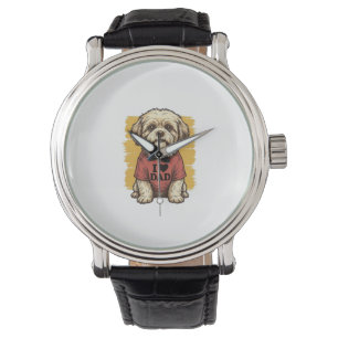 Süßer Hund, ich liebe Papa Vintage Gravur Vektor D Armbanduhr