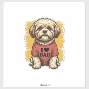 Süßer Hund, ich liebe Papa Vintage Gravur Vektor D Aufkleber