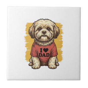 Süßer Hund, ich liebe Papa Vintage Gravur Vektor D Fliese