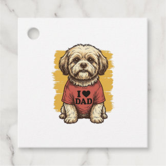 Süßer Hund, ich liebe Papa Vintage Gravur Vektor D Geschenkanhänger