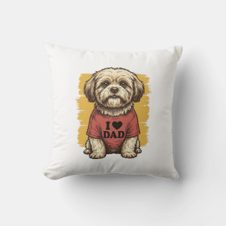 Süßer Hund, ich liebe Papa Vintage Gravur Vektor D Kissen