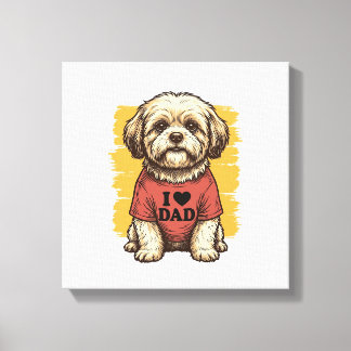 Süßer Hund, ich liebe Papa Vintage Gravur Vektor D Leinwanddruck