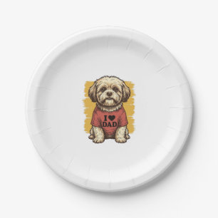 Süßer Hund, ich liebe Papa Vintage Gravur Vektor D Pappteller