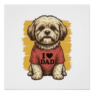 Süßer Hund, ich liebe Papa Vintage Gravur Vektor D Poster