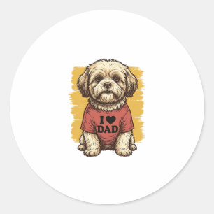 Süßer Hund, ich liebe Papa Vintage Gravur Vektor D Runder Aufkleber