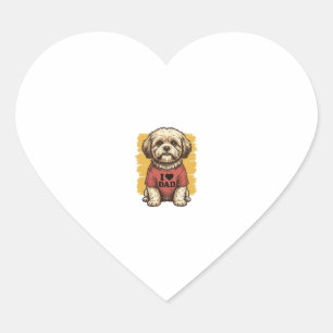 Süßer Hund Ich liebe Papa Vintage Gravur Vektor De Herz-Aufkleber