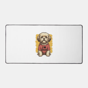 Süßer Hund Ich liebe Papa Vintage Gravur Vektor De Schreibtischunterlage