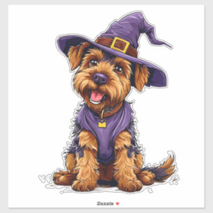 Süßer Hund im Halloween-Kostüm Gruseliger Welpe Aufkleber