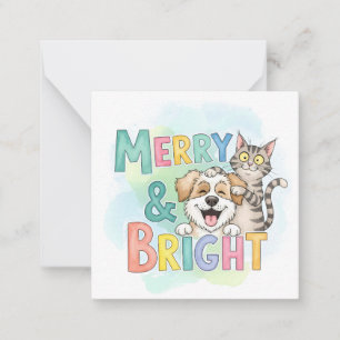 Süßer Hund & Katze Frohe Weihnachten  Mitteilungskarte