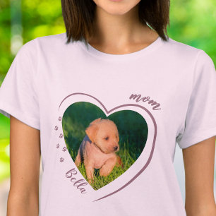 Süßer Hund Katze Mama Herz Foto Pfotenabdrücke T-Shirt