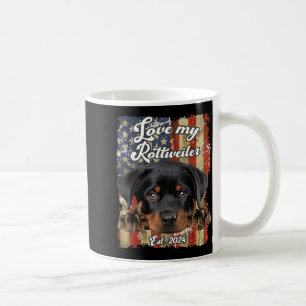 Süßer Hund Liebe Rottweiler USA Flagge Design Est Kaffeetasse