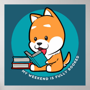 Süßer Hund liest Buch lustiger Spruch Poster