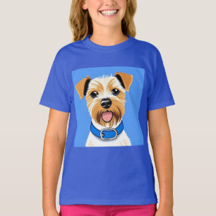 Süßer Hund mit blauem Halsband T-Shirt