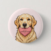 Süßer Hund mit Herz Frohen Valentinstag Button (Vorderseite)
