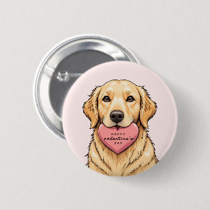 Süßer Hund mit Herz Frohen Valentinstag Button