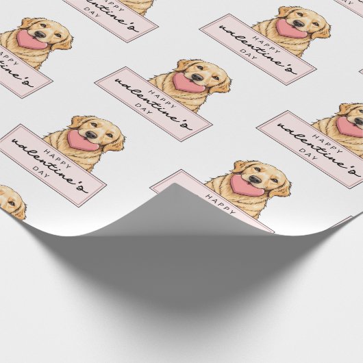 Süßer Hund mit Herz Frohen Valentinstag Geschenkpapier (Ecke)