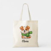 Süßer Hund mit Shamrock-Schal Tragetasche (Rückseite)