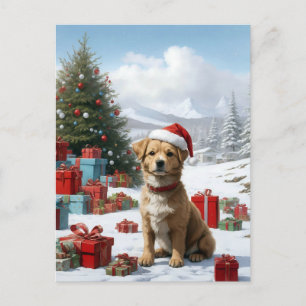 süßer Hund mit vielen Geschenken Postkarte